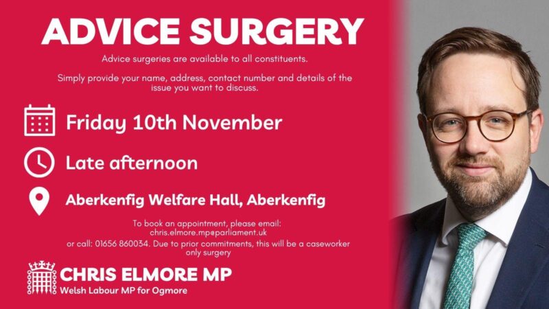 Advice Surgery in Aberkenfig (10/11/23)